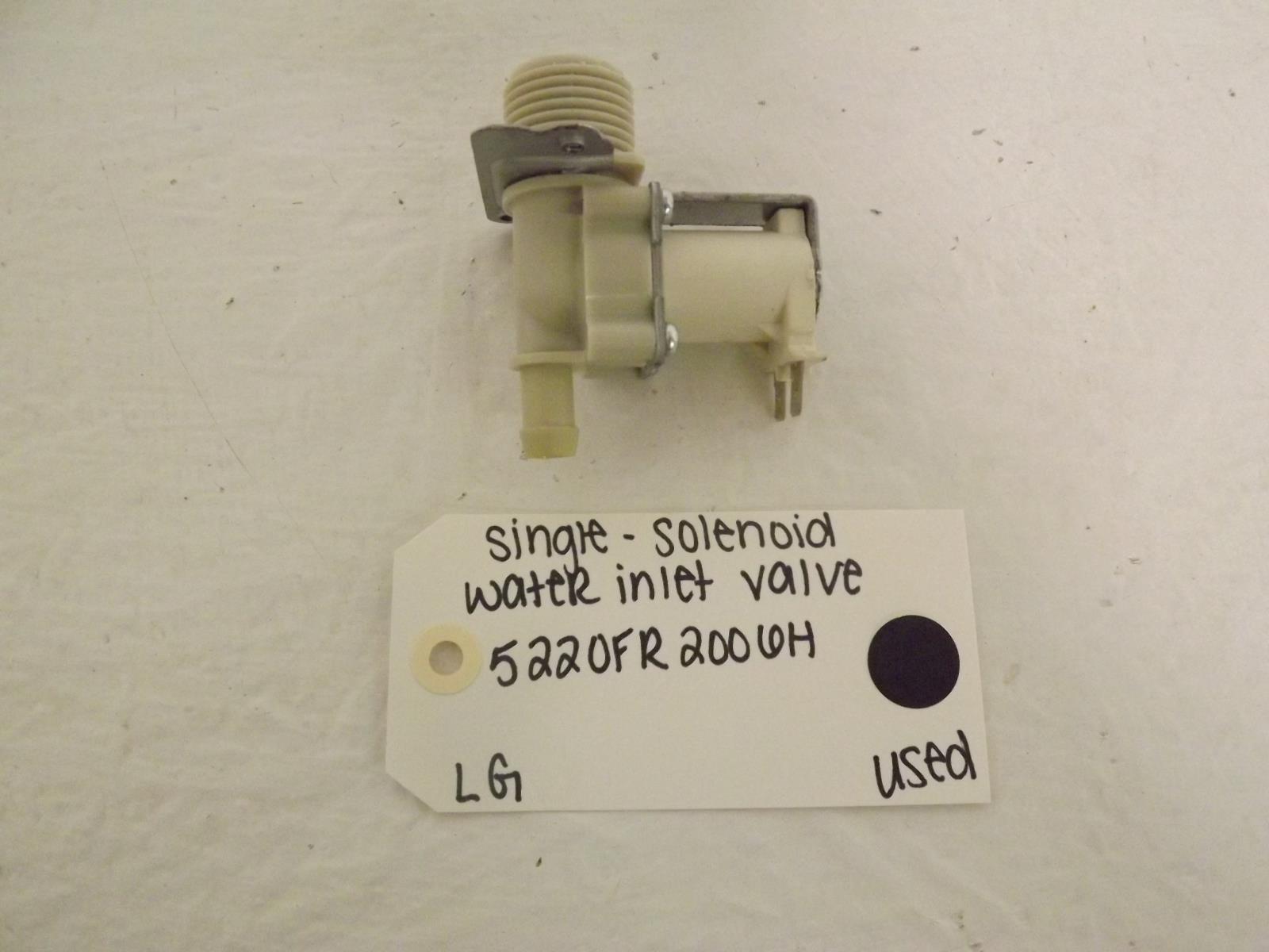 LG Washer 5220FR2006H Single-Solenoid Water Inlet Valve Used LG Washer 5220FR2006H Single-Solenoid Water Inlet Valve Used